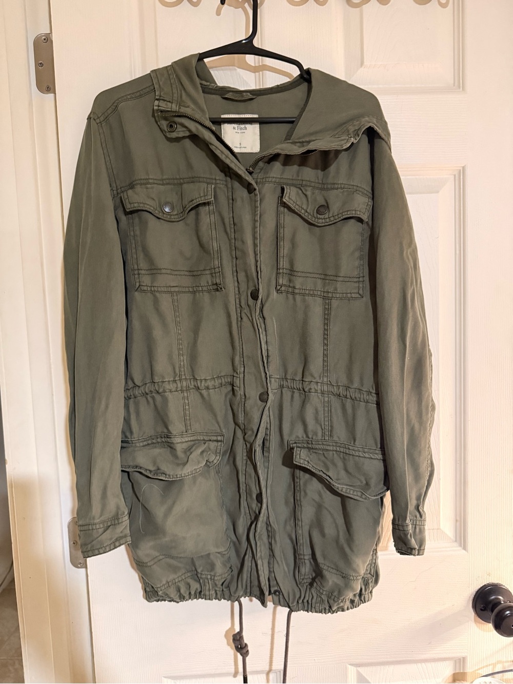 Vintage y2k Abercrombie & Fitch Olive Green Utility Field Jacket Hooded Pocketed